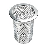 4in Commercial Floor Drain Strainer,6in Tall with Carry Handle 316 Stainless Steel Floor Drain Filter, Finely Polished Drain Basket for Factory Kitchen Hospital Restaurant