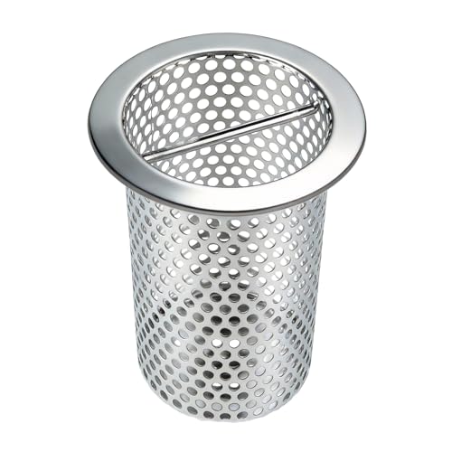 4in Commercial Floor Drain Strainer,6in Tall with Carry Handle 316 Stainless Steel Floor Drain Filter, Finely Polished Drain Basket for Factory Kitchen Hospital Restaurant