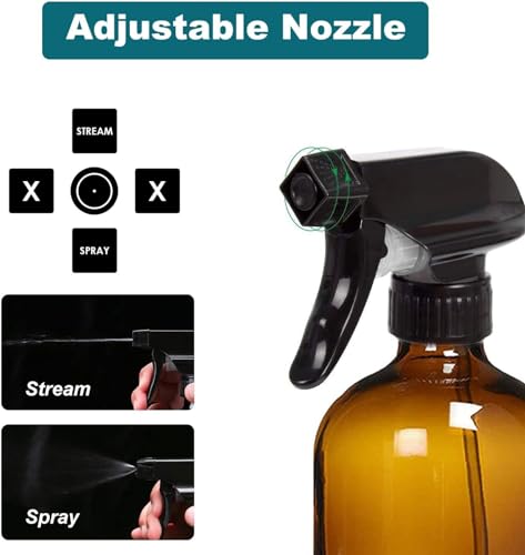 HAOERMEI Glass Spray Bottles 4 OZ - 4 Pack Small Spray Bottles, Mini Refillable Empty Bottle for Cleaning Solutions, Essential Oils, Plants, Hair Mister - with Labels &Funnel, Dropper