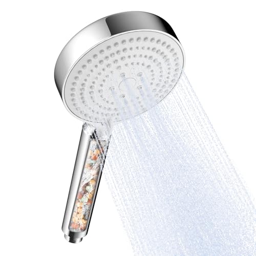 OFFO Hard Water Filter Shower Head with 20 Stage Filter, High Pressure Water Saving Shower Head with 6 Spray Modes, Handheld Showerhead for Remove Chlorine Reduces Dry Skin Improve Hair, White