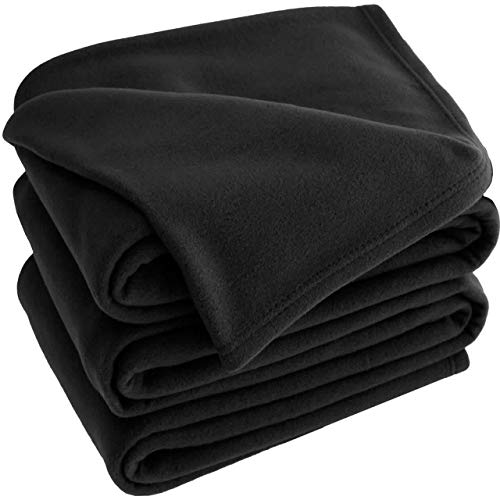 Adore Home Soft Warm Polar Fleece Blanket Large - Cosy Throw for Sofa Bed Travel Car and Camping 120x150cm Black