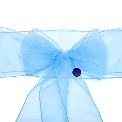 Mds Pack Of 50 Organza Chair Sash Bow Sashes For Wedding And Events Supplies Party Decoration Chair Cover Sash -Baby Blue #TOP4