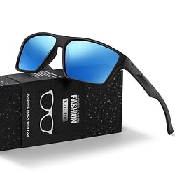Kunchu Gafas de Sol Polarizadas Clásicas Retro Cuadradas - Protección UV400 para Hombres y Mujeres - Ideal para Conducción, Aire Libre, Viajes, Ciclismo, Golf y Pesca - Negro