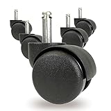 Bürostuhlrollen für Teppichboden 10x32mm, Weichbodenrollen Gebremst mit Pfadenschutz, TÜV&GS Geprüft, 5'er Set