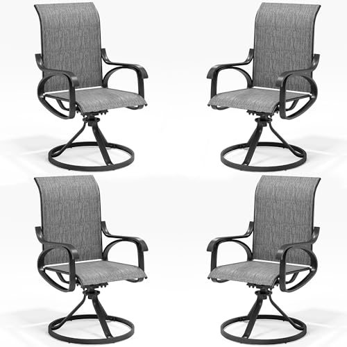 Image of LOUVIXA Patio Swivel Chair Set of 4, All-Weather Patio Swivel Rocking Chair, High Back Patio Dining Chairs for Backyard, Porch, Lawn, Garden(4, Ash Grey)