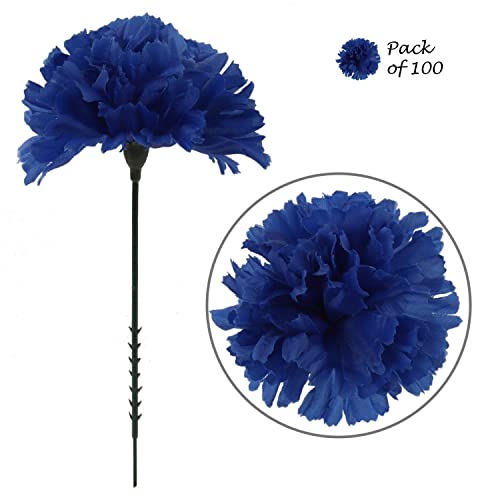 100 Royal Silk Carnation Picks, Artificial Flower Heads For Weddings, Decorations, Diy Decor, Bulk Carnations, 3.5" Carnation Heads With Unattached 5" Stems #TOP1