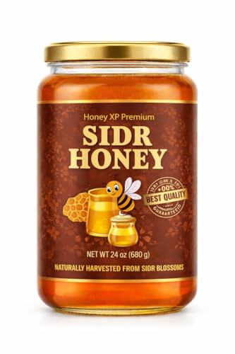 Honey XP Raw Himalayan Sidr Honey 100% Pure & Natural No Added Sugar Unprocessed & Cold-Filtered 680g (24 oz) Glass Jar Harvested from Indian Himalayas