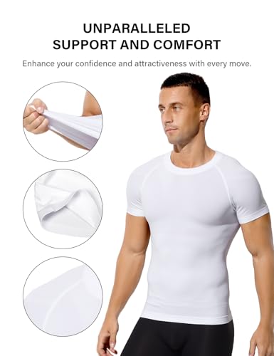 Casey Kevin Camisa Compresión Hombre Manga Corta, Faja Reductora Compresión Adelgazante para Hombre, Camisetas Interiores Delgadas para Abdominales Body Shaper