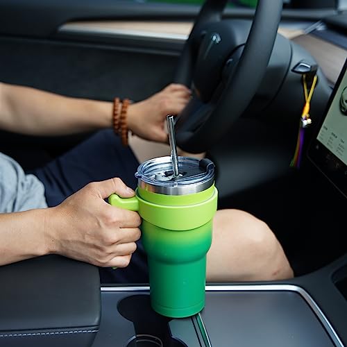 Image of BJPKPK 40 oz Tumbler With Handle Insulated Tumbler With Lid And Straw Stainless Steel Travel Mug Coffee Cups,Bamboo Grove (Pack of 12)