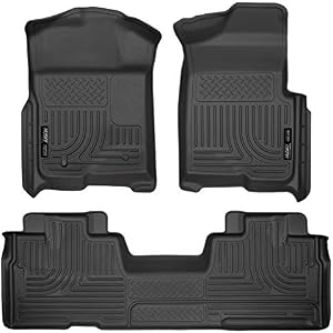 Husky Liners | Weatherbeater Series | Front & 2nd Seat Floor Liners (Footwell Coverage) - Black | 98341 | Fits 2009-2014 Ford F-150 SuperCab w/o Manual Transfer Case Shifter 3 Pcs