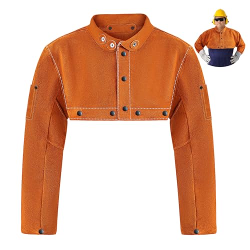 Image of Chicingyou Cowhide Leather Welding Cape Sleeve Security Jacket Heat Flame Resistant Accessory for Men Women, Brown(Large)