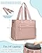 Pritent Diaper Bag Tote for Working Mom, Large Travel Diaper Tote for Mom and Dad with 14 Inch Laptop Sleeve, Mommy Maternity Travel Baby Bag for Boys and Girls, Pink