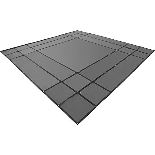 VEVOR Flatbed Tarps, 18OZ Flatbed Truck Tarp, 16x24 Ft Polyethylene Lumber Tarp, Black Heavy Duty Trailer Tarp with Stainless Steel D Rings For Trucks, Vans, Small Boats, Machinery & Outdoor Materials