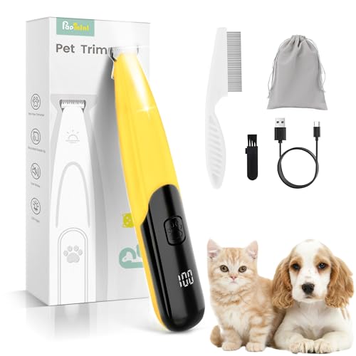 PAPMINI Dog Paw Trimmer with LED Light, 35dB Low Noise Paw Trimmers for Dog's Feet, 2 Speed Safety...