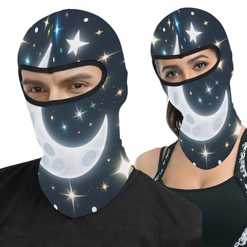 Stars and Moon Balaclava Face Mask for Men and Women Winter Full Mask Outdoor Cycling Headgear Scarf Shiesty Neck Gaiter Motorcycle Cold Weather Gear