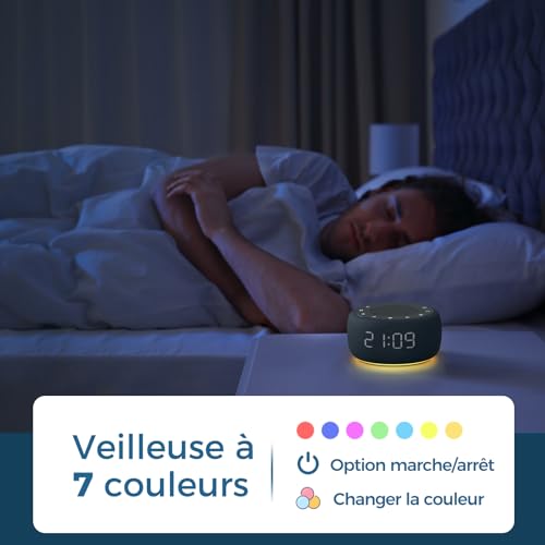BUFFBEE Radio-réveil pour la Chambre - Son de Haute qualité pour la Radio, veilleuse 7 Couleurs, Affichage Complet avec variateur d'intensité pour la Table de Nuit (Bleu Marine) – vue 4