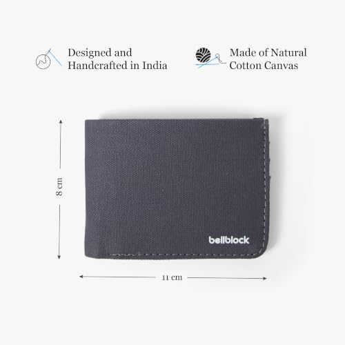 Image of Bellblock Canvas Wallet for Men | Slim Handcrafted Mens Wallet | with Sim, Mobile Pin & Hidden Extra Card Slots | Canvas | Grey