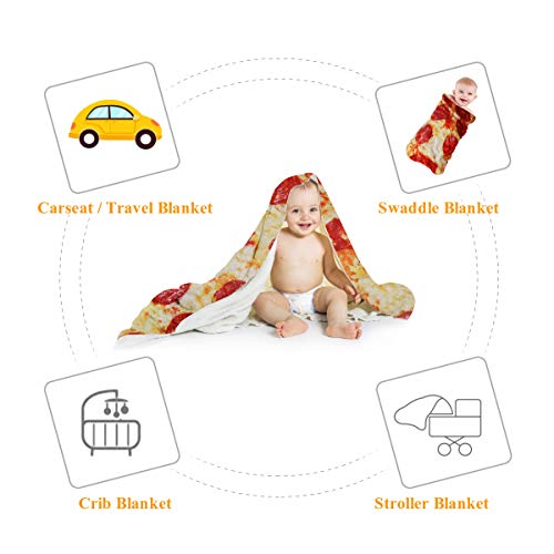 Image of Lhedon Pizza Baby Blanket 285GSM Soft Flannel Swaddle Wrap | Newborn gifts, baby shower, boys girls, wearable wrap, first birthday, cozy nursery, funny food theme