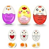 WWYSSZ 3 Piezas Egg Timer para Cocer Huevos, Temporizador de Huevos con Forma de Pollito Que Cambia de Color, Indicador Huevo Hervido Suave, Medio y Duro, Cocción Familias, Niños y Desayunos