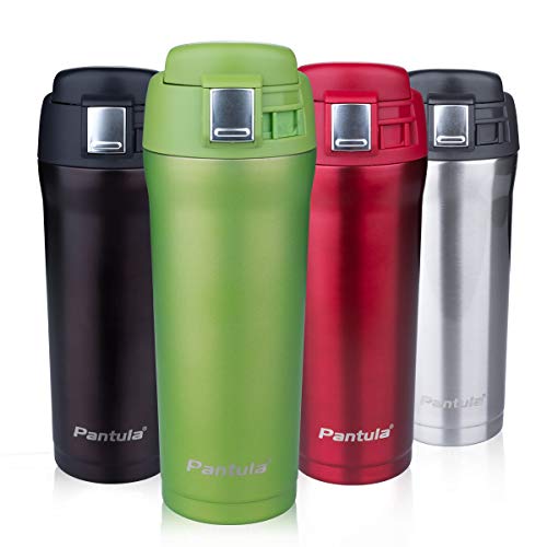 Pantula Leakproof Travel Mug - 500ml - Vacuum Insulated Water Bottle Flasks for Hot and Cold Drinks Stainless Steel Water Bottle for Kids, Yoga, Gym and Outdoor Sports Coffee Cup | BPA Free, Green