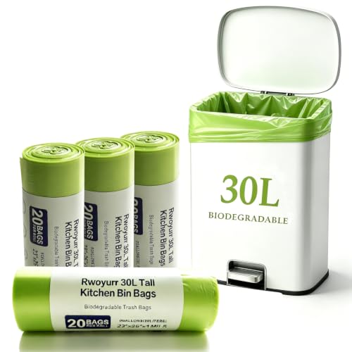 Image of Rwoyurr 80 x 30L Compostable Bin Liners Thick Biodegradable Food Waste Bags