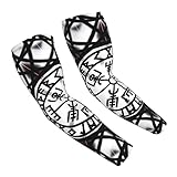 MZERSE Funny Sun Protection Cooling Arm Sleeves for Men Women, Compatible With Norse Viking Vegvisir Compression Sleeves for Baseball Football Running Cycling
