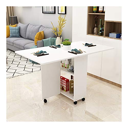 SARUEL Mesa Móvil para Computadora sobre Cama Mesa De Cocina De Comedor Plegable con Hojas Abatibles, Soporte De Carga Estable Multifunción Gran Espacio De Almacenamiento Mesa De Comedor Plegable