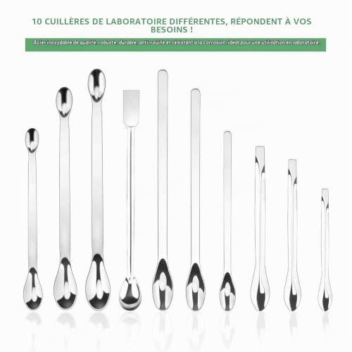 18 pcs Spatules de Laboratoire Cuillères en Acier Inoxydable Cuillères de Laboratoire Cuillères Micro Cuillères d'Échantillonnage Cuillères Médicale pour Mélanger de Poudres Remplir les Gels – vue 3