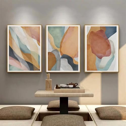 Art linéaire sur toile KOLHJIF : grand tableau moderne abstrait triple 70x100