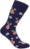 Brubaker Weihnachtssocken für Damen und Herren - Weihnachtsmotiv Rentiere - Baumwolle Socken Weihnachten