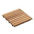 Nordic Style Interlocking Natural Teak Wood Flooring Tiles 9 slats, 10 pcs per Box (10sq ft)