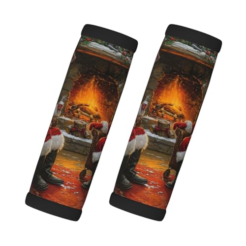 Vintage Santa Claus and Mrs. Santa Luggage Handle Wrap 2 Pcs Xmas Santa Christmas Travel Bag Wraps for Luggage Suitcase Travel Bag Trolley Case Identifiers