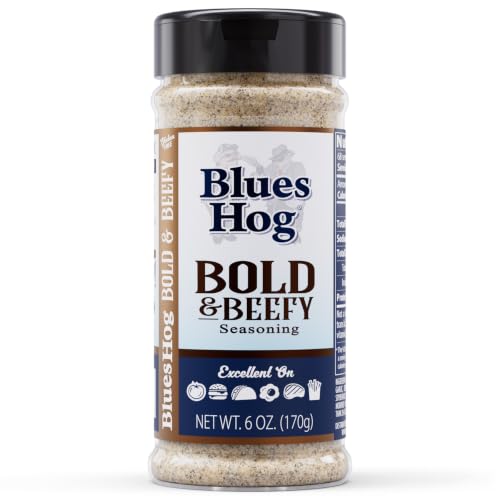 Blues Hog Bold & Beefy Seasoning, Gourmet BBQ Rub for Brisket, Burgers & More, All-Natural, Gluten-Free, Made in the USA, 6 oz