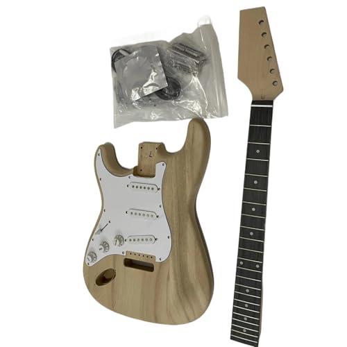 ギター ボディ DIY 左利き用 DIY エレキギターキット 桐ボディ付き 21フレット メイプルネック 合成 エボニー指板