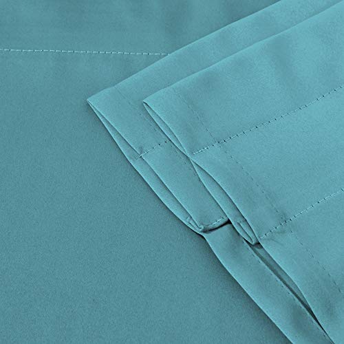 Turquoize Blackout Curtain Valances Solid Rod Pocket Scalloped Valances Small Curtain Panels for Kitchen Window/Bedroom/Barthroom, 52" x 18" Inches, 2 Panels, Aqua - Thumbnail 5