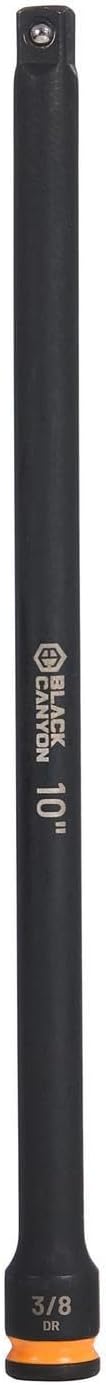 Black Canyon 3/8" Drive Impact Socket Extension, 10 Inch Length, CR-MO Steel with Black Phosphate Finish, Secure Locking Mechanism for Deep/Confined Spaces