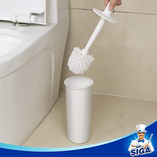 MR.SIGA Toilet Bowl Brush and Holder for Bathroom, White, 2 Pack