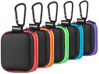 Earbud Case, SUNGUY【5Pack, Red+ Orange+ Green+ Blue+ Purple】 Portable Small Earbud Carrying Case