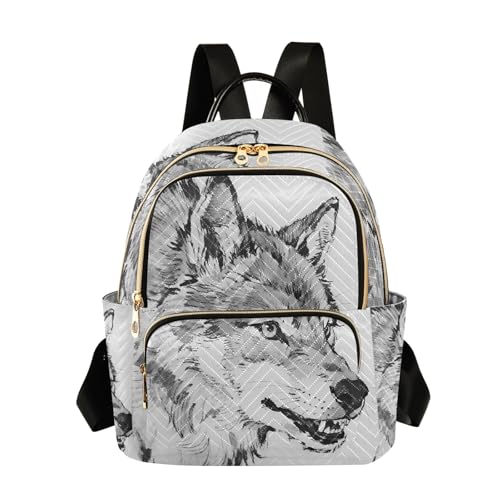 Nexawaveo Mochila acolchada para mujer, bolsa de mano para laptop de 14 pulgadas, ligera, para el trabajo, lindos gatitos, color beige, Grey Dark Wolf, Small, Mochilas de mochila