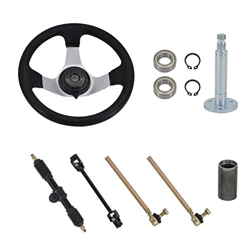 300mm Steering Wheel Steel Kit for compatible with 110cc Go Kart, Fit 150cc To 250cc Engines