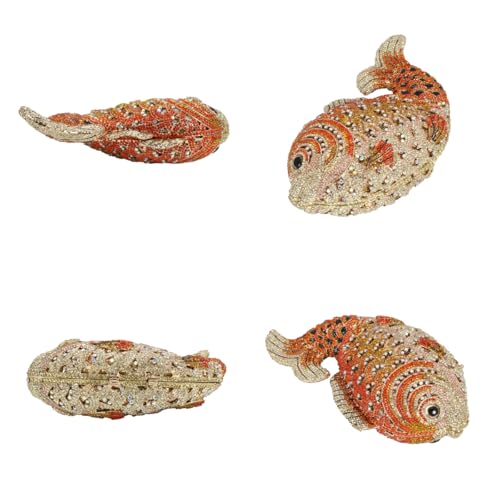 Image of Women Mini Fish Clutch Luxury Rhinestones Purse Sparkling Banquet Handbag Wedding Party Clutch Bag