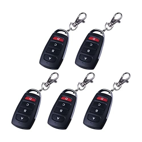 433MHZ Cloning Remote Control Keychain,Universal Garage Door Opener Remote Garage Electric Gate, Duplicates Original Remote Controls for Vehicle Central Locking Systems, Electronic Garage Doors (5Pcs)