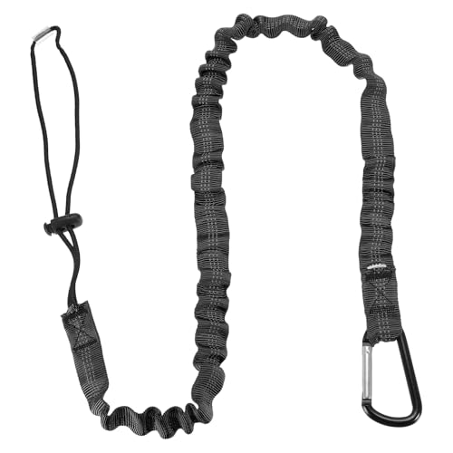 Image of MECCANIXITY Retractable Tool Lanyard 3.6ft with Single Aluminum Buckle and Adjustable Loop End, Maximum Weight Limit 10KG / 22lb, Safety Fall Protection Tools Leash, Black