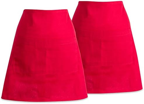 DII Everyday Basic Kitchen Collection, Waist Apron Set, Tango Red 2 Piece