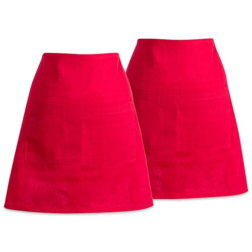 Dii Everyday Basic Kitchen Collection, Waist Apron Set, Tango Red 2 Piece #TOP3