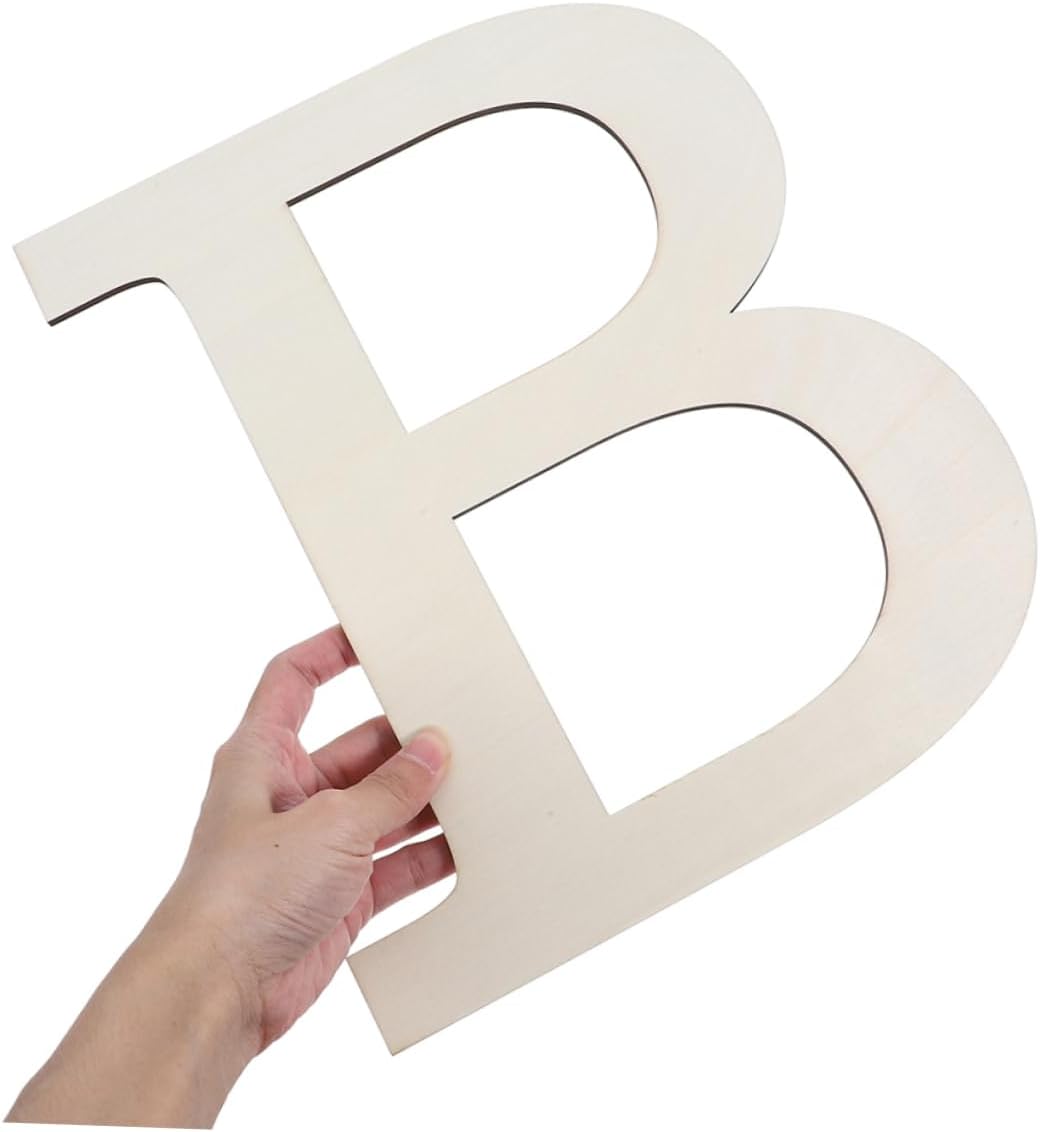 RORPOIR 2Pcs Large Unfinished Wood Letter B for Wall Decor Paintable Wooden Alphabet for DIY Crafts Wood Material for Boy Girl and Party Decoration