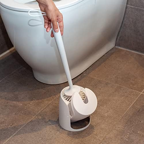Toilet Brush with Holder Set for Hygienic Bathroom Cleaning - quick drying silicone bristles - Toilet Brushes & Holders