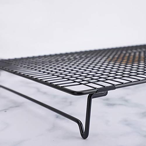 Kingrol 2-Piece Cooling Rack With Collapsible Folding Legs - For Cooking, Roasting, Drying, Grilling (Black) #TOP3
