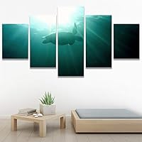 SIGNWIN 5 Panel Canvas Wall Art Group Jellyfish Marine Life Multicolor Photography Realism Tropical Ultra Whimsical for Home Decorations Ready to Hang - 60