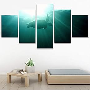 SIGNWIN 5 Panel Canvas Wall Art Group Jellyfish...